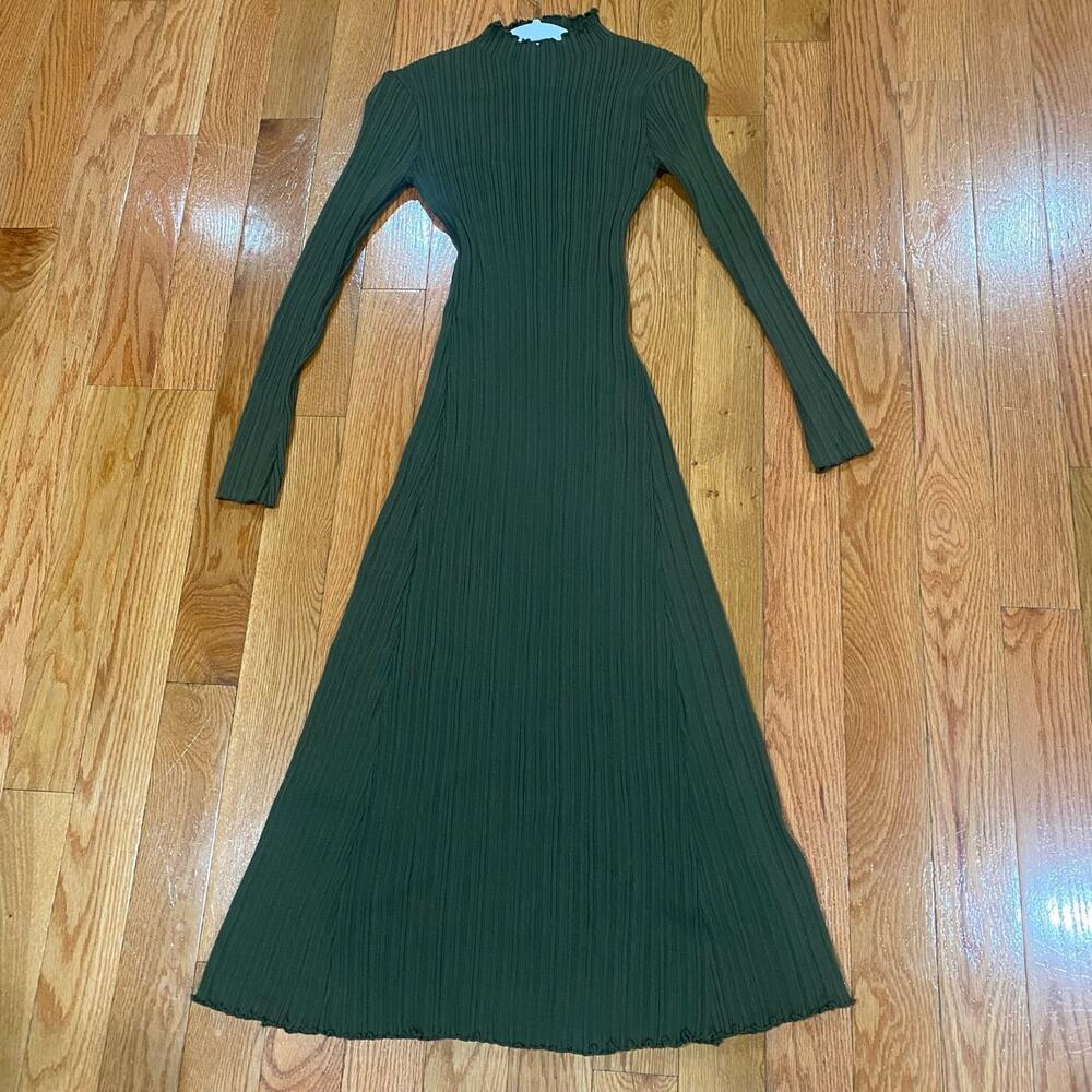 Petal and Pup Briar Ribbed Knit Long Sleeve Green Midi Dress Women's Size XL